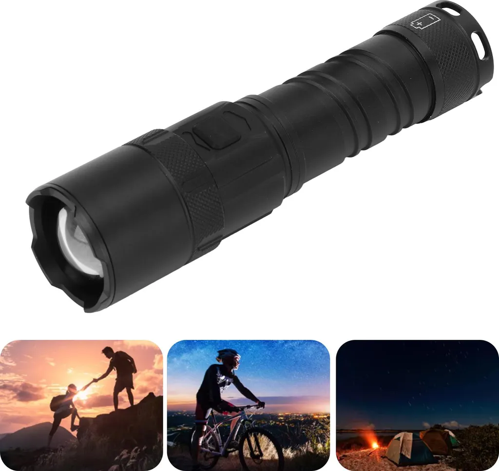 Lampe de randonnée LED rechargeable focus ajustable pour extérieur