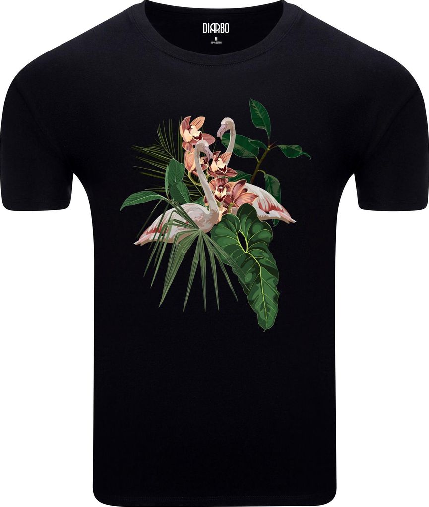 Diarbo Herren T-Shirt mit Naturliebhaber Druck Tropische Flammen Schwarz Gr.S