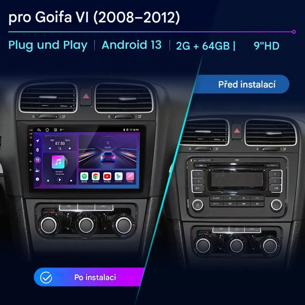 DYNAVIN Autoradio Android Navigatore per VW T6.1 Golf Sportsvan, 10,1 pollici Radio con Wireless CarPlay e Android Auto | Head-up Display | Dab+ Radio: D9-V10W2 Premium Flex