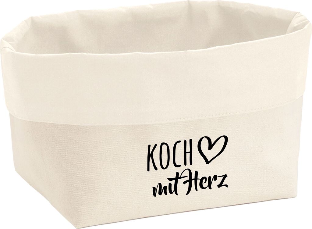 Huuraa Organizer Koch mit Herz 3 Liter Medium Canvas Baumwolle Utensilo Geschenkidee
