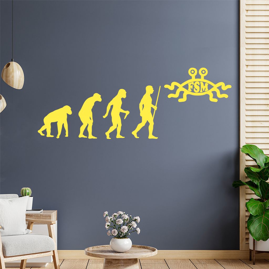 FSM Religion Evolution Wandtattoo Wandaufkleber Wall Sticker - Dekoration, Küche, Wohnzimmer, Schlafzimmer, Badezimmer