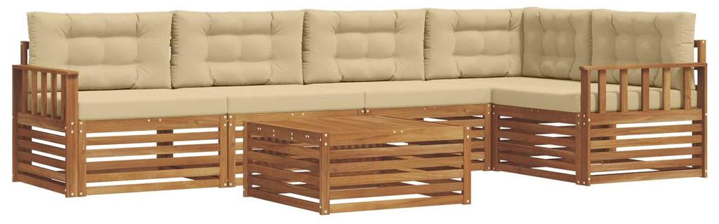 vidaXL Outdoor-Sofagarnitur mit Kissen 6 pcs Natur und Beige