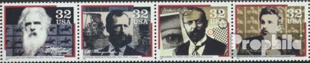 Briefmarken USA 1996 Mi 2695-2698 Viererstreifen (kompl.Ausg.) postfrisch Pioniere der Medientechnnik