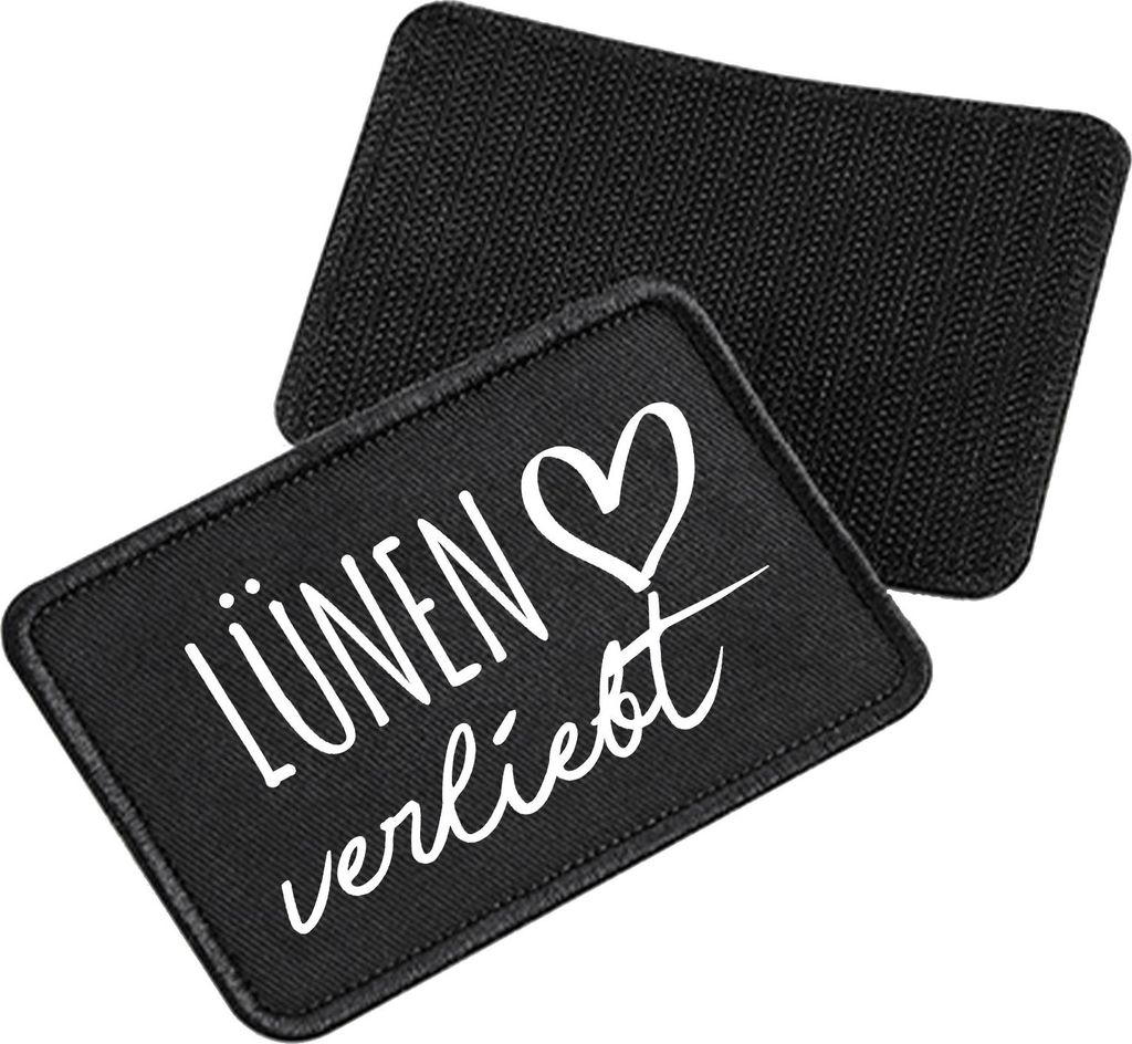 Huuraa Patch Lünen verliebt Black 10 x 6,5cm Baumwolle Klettpatch für Mütze Geschenkidee