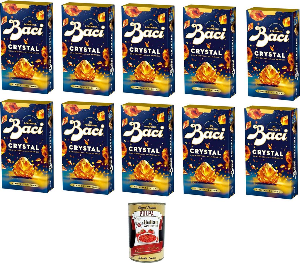 Baci Perugina Crystal Pralinen 10 x150g – Edle Schokolade mit Orangenkristallen – Limited Edition – Italienische Confiserie – Geschenkidee+...