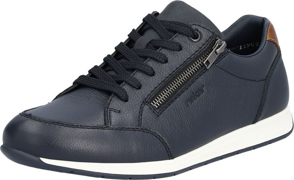 A single blue sneaker is shown from a side-angle against a white background.