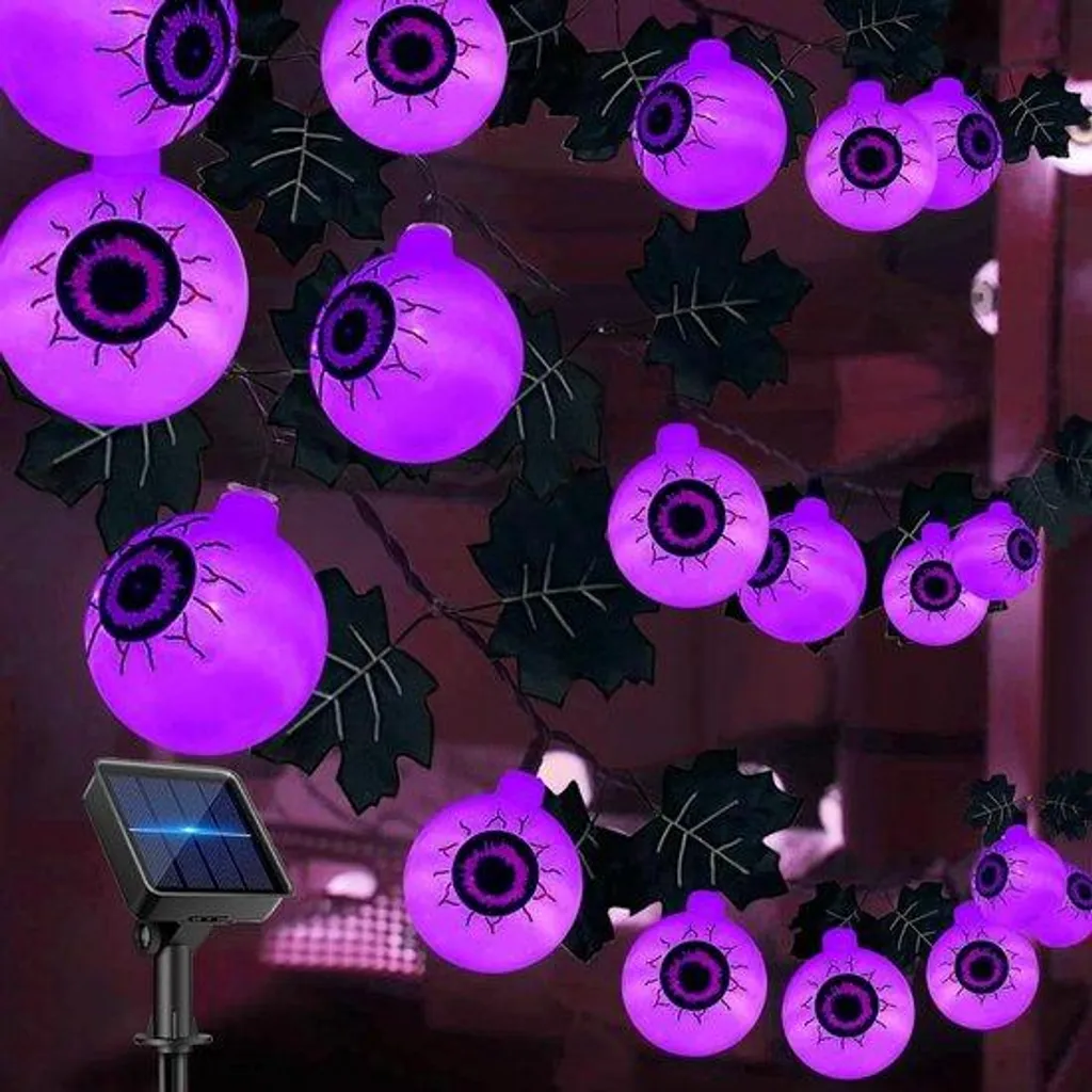 Guirlande Lumineuse Halloween Yeux LED - Décoration Solaire de 65m IP65