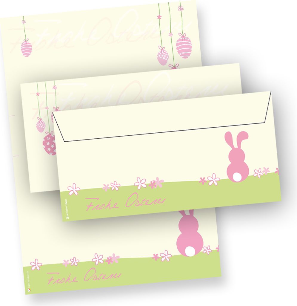 Briefpapier Ostern A4 rosa, 250 Sets mit Umschlag Osternpapier Set mit Umschläge