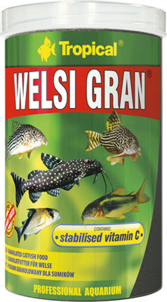 Tropical Welsi Gran, Zierfisch, Trockenfischfutter, Granulat, Vitamin A, Vitamin C, Vitamin D3, Vitamin E, Kupfer, Jod, Eisen, Manganese, Selen, Zi...