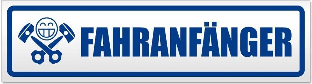 Kiwistar Fahranfänger Kolbenschädel Magnetschild Schild magnetisch - 30cm Verkehrsblau - Magnetfolie für Auto PKW Kfz