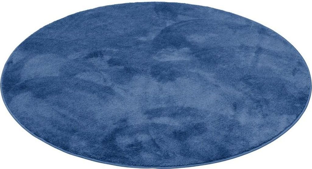 Luxus Super Soft Hochflor Langflor Teppich Melia Einfarbig Rund, Größe:200 cm Rund, Farbe:Dunkelblau