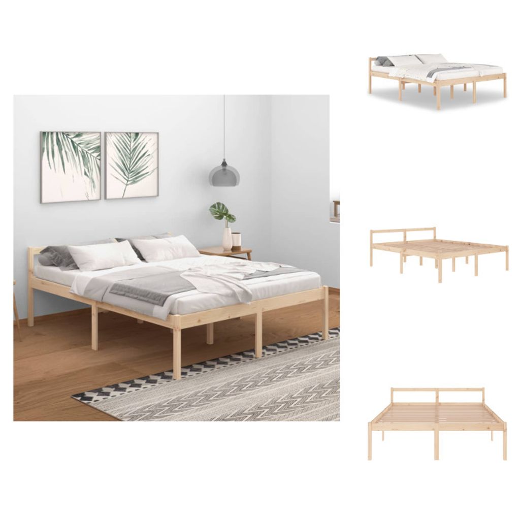 vidaXL Seniorenbett 160x200 cm Massivholz Kiefer - Betten & Bettgestelle