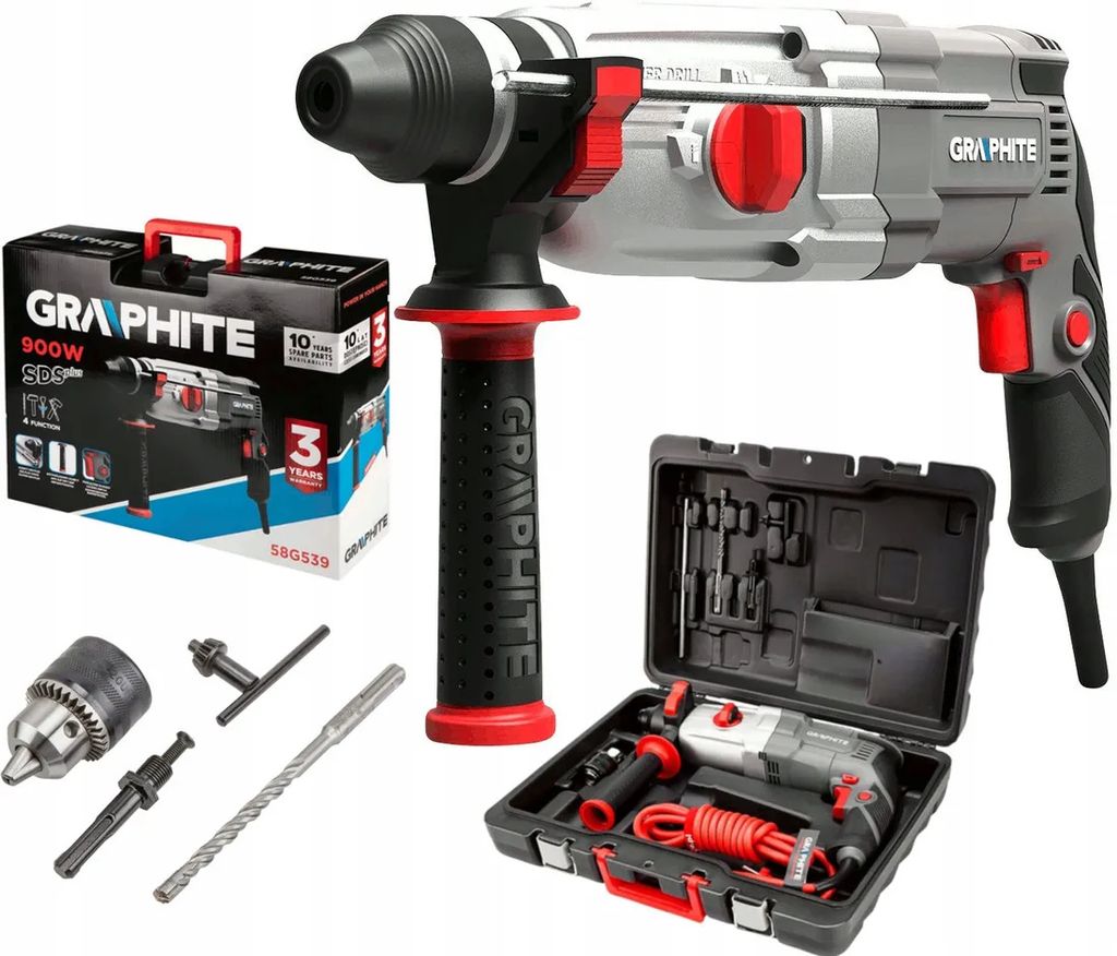 GRAPHITE Marteau perforateur SDS-Plus - 3,4 Joule - 900W - Image du produit 
