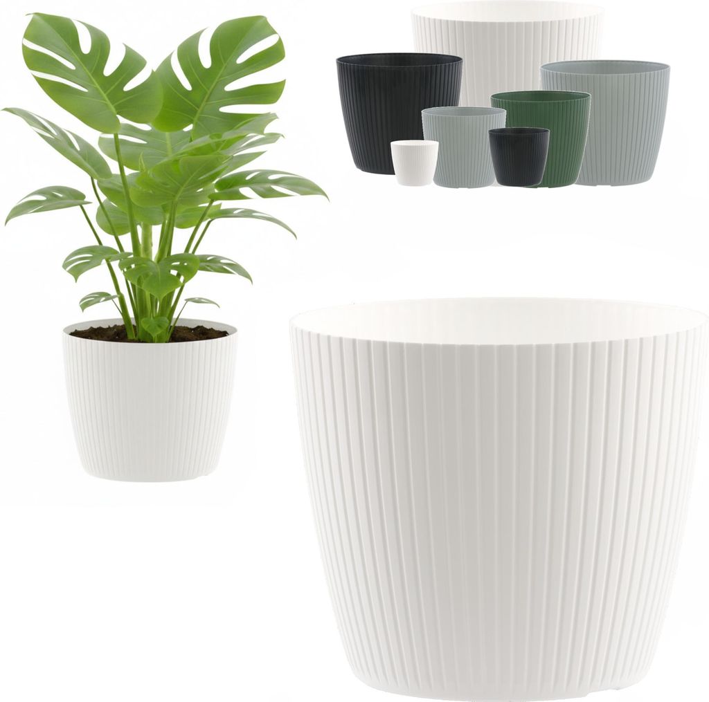 Ronde bloempot, bloempot met ribbels, bloempotdeksel Ø 40 Productafbeelding 