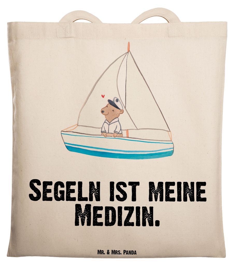 Mr. & Mrs. Panda Shopping Tasche Bär Segeln - Transparent - Geschenk, canvas, Einkaufstasche, Segelboot, Segelschule, Yachtclub, Schultasche, Jute...