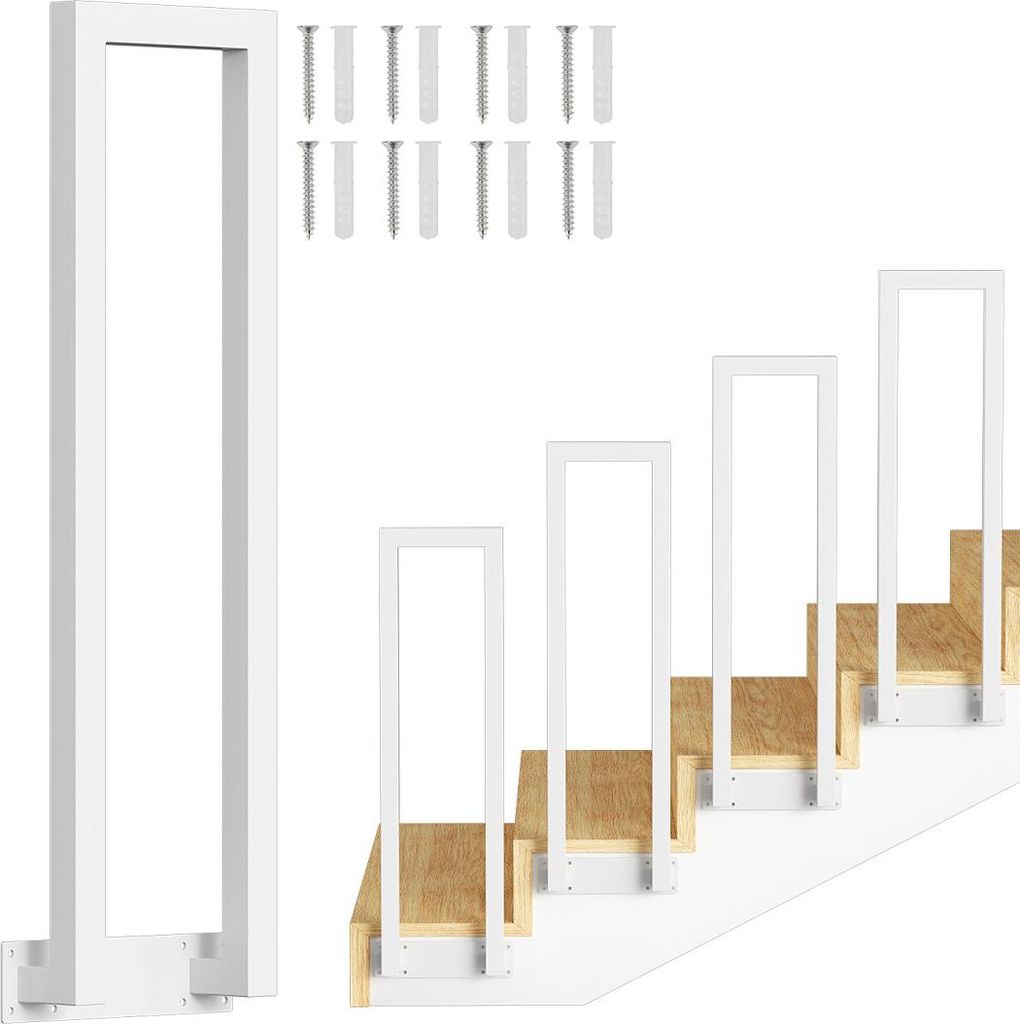 Izrielar 100cm U-Form Treppengeländer Weiß Handlauf für Treppen für Universal Innen und Außen , Flure Seitliche Montage