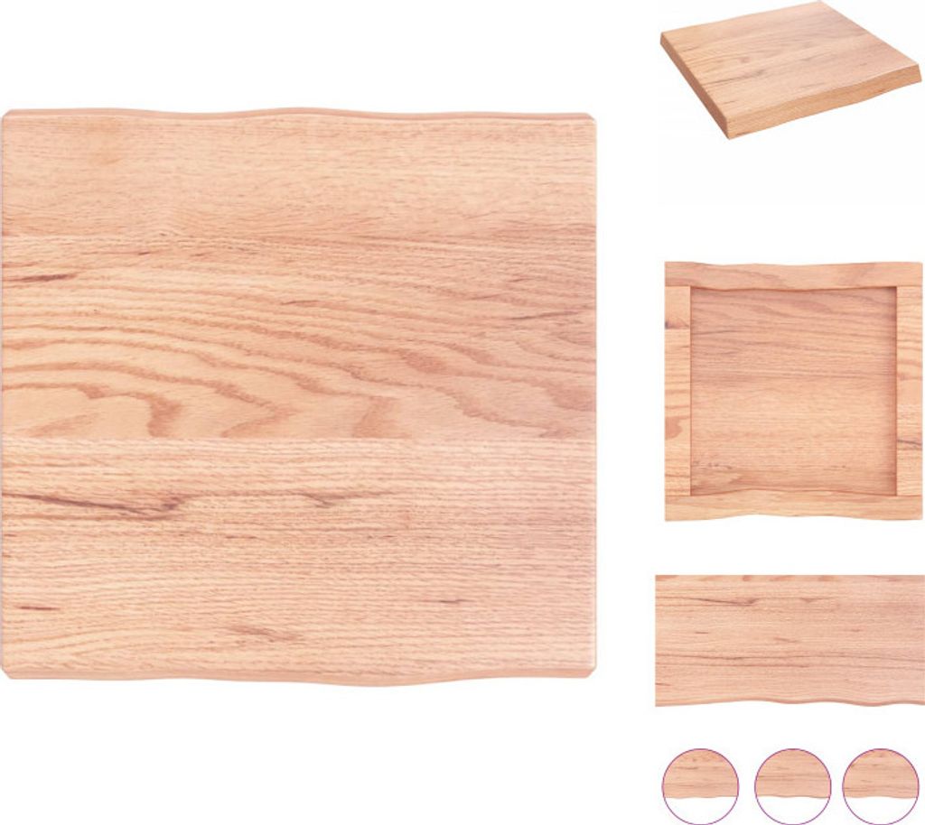vidaXL Tischplatte 40x40x(2-4) cm Massivholz Behandelt Baumkante - Tischplatten