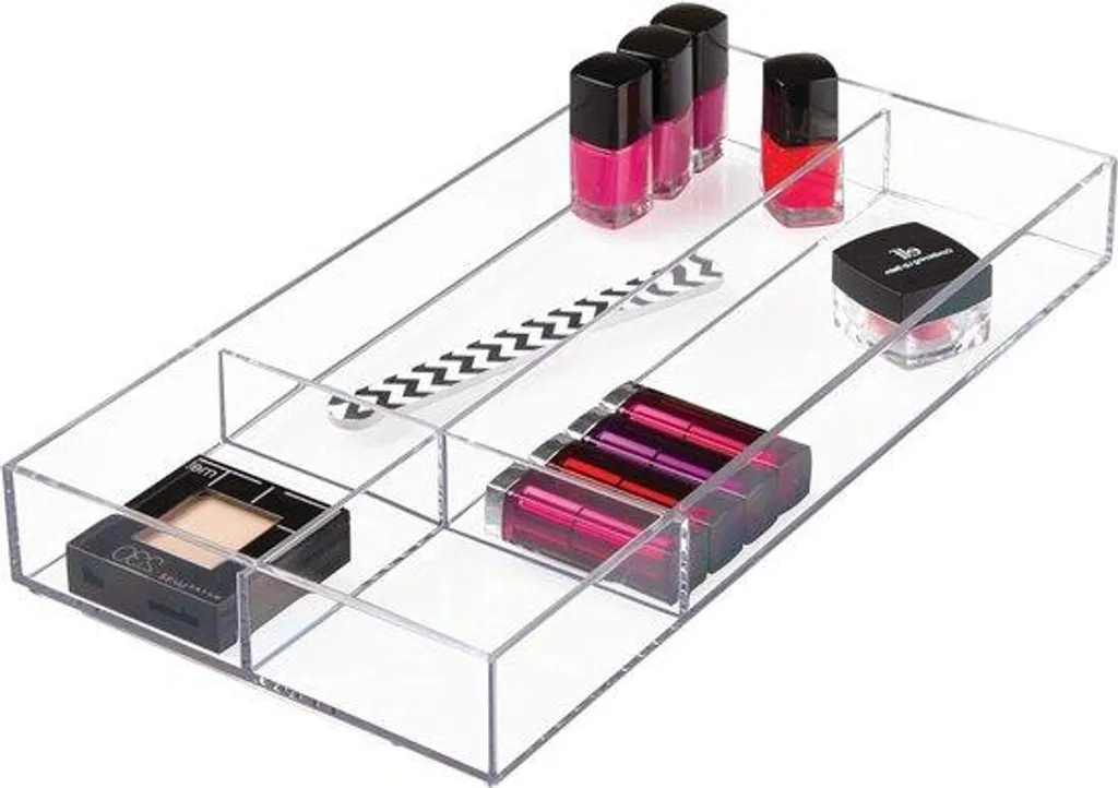 Rangement maquillage transparent avec tiroirs pour cosmétiques et bijoux
