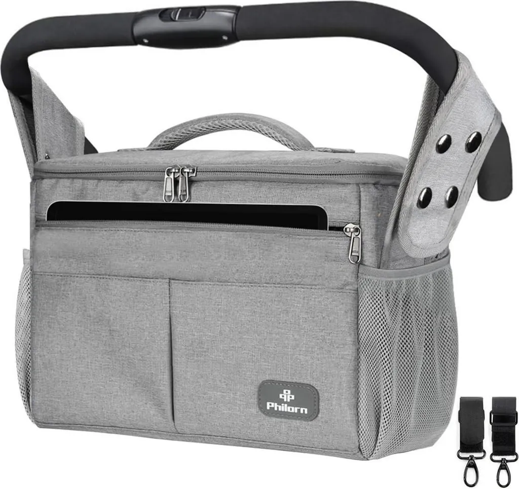 Organisateur Poussette Isotherme Grande Capacité avec Poches Zip