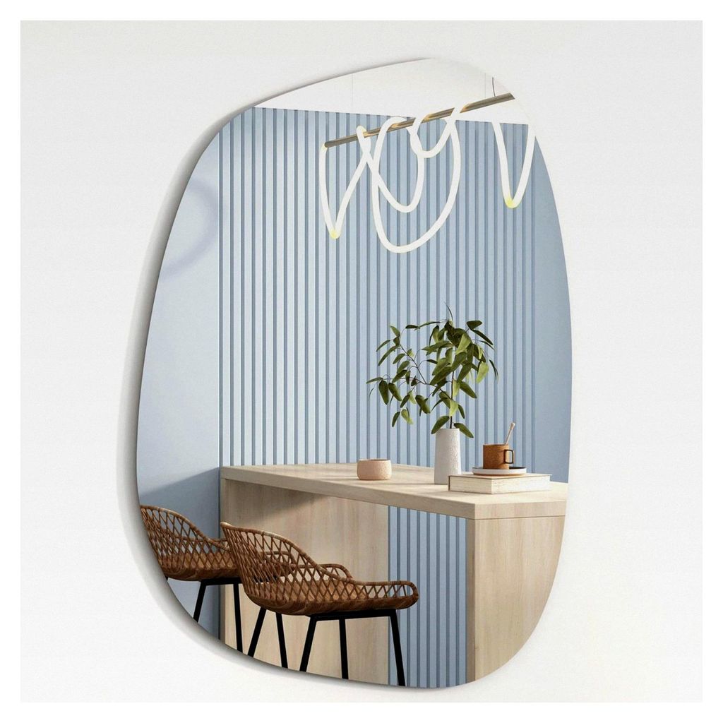 Asymmetrischer Designerspiegel 60 x 45 cm – Wand- oder Türspiegel, Moderne organische Form – Ovaler und großer Spiegel – Rahmenlos und unf...
