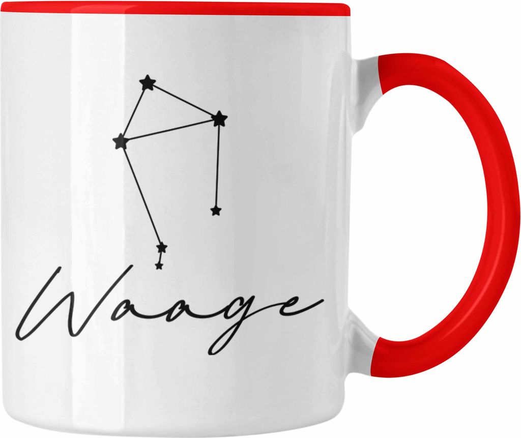 Trendation - Waage Sternzeichen Tasse Geschenk Horoskop Tierkreiszeichen (Rot)