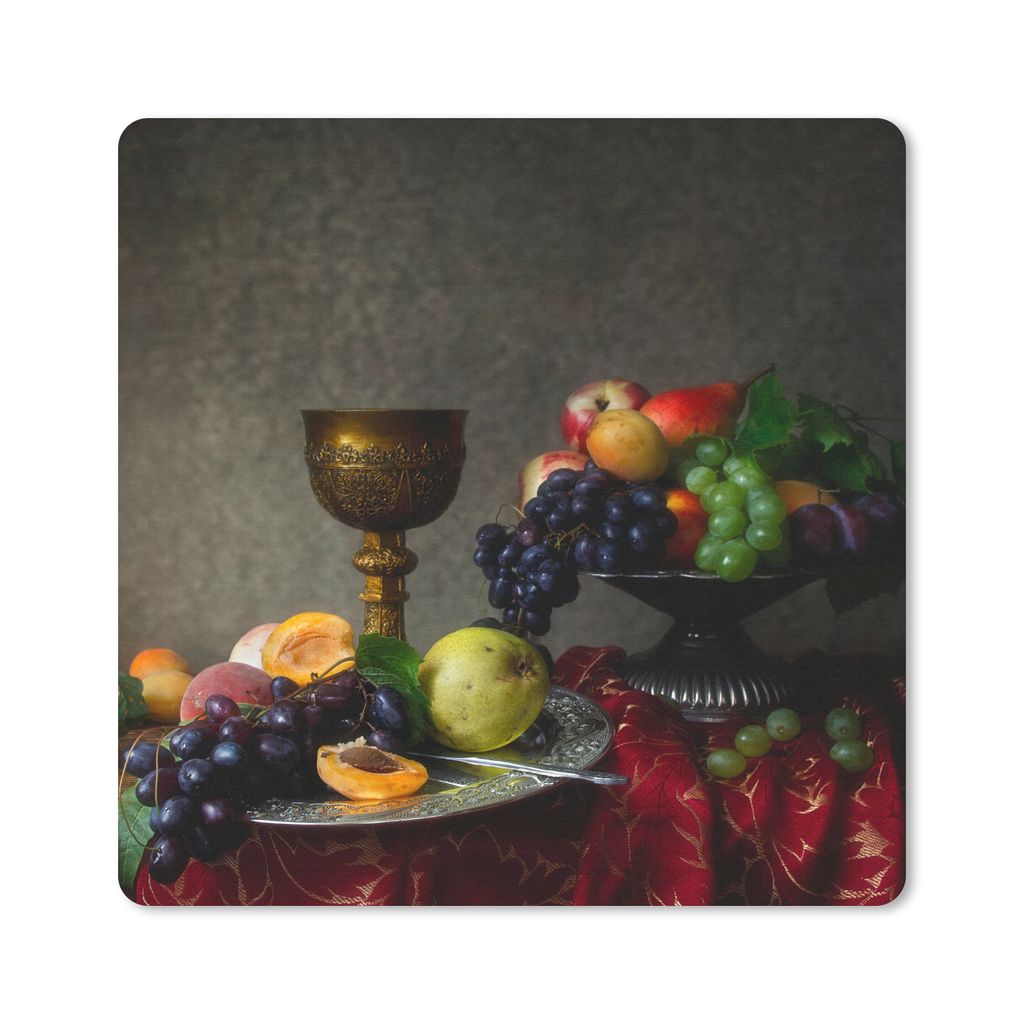 MuchoWow Mauspad Mousepad Rustikal - Tisch - Obst - Stilleben - Tasse 30x30 cm - Mousepads - Maus Mat - Pad - Mausunterlage - Gaming