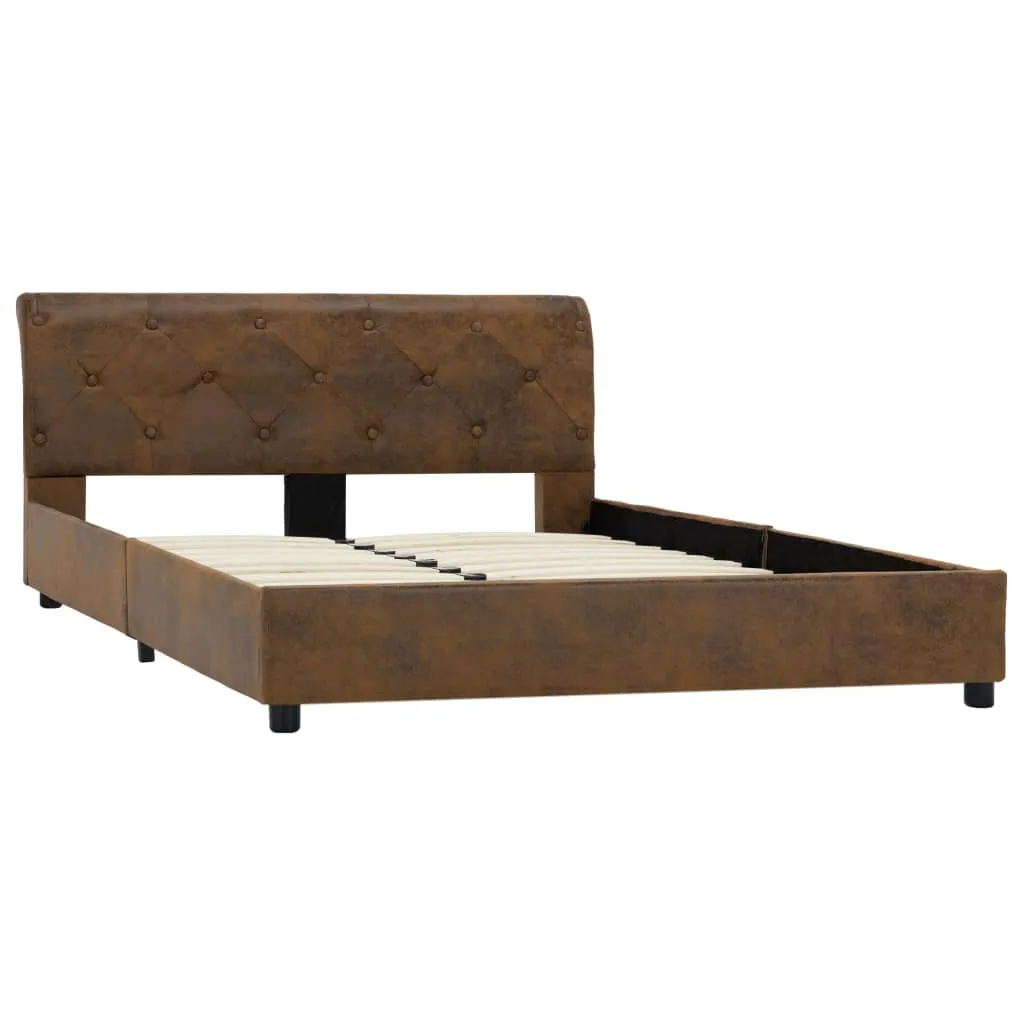 Cadre de lit solide 140x200 Marron daim, solution couchage confortable - 12