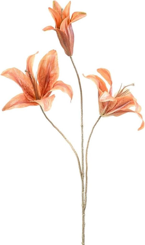 artplants.de Künstliche Lilie KEKEPANIA, Koralle-elektrum, 80cm - Kunststoff Zweig