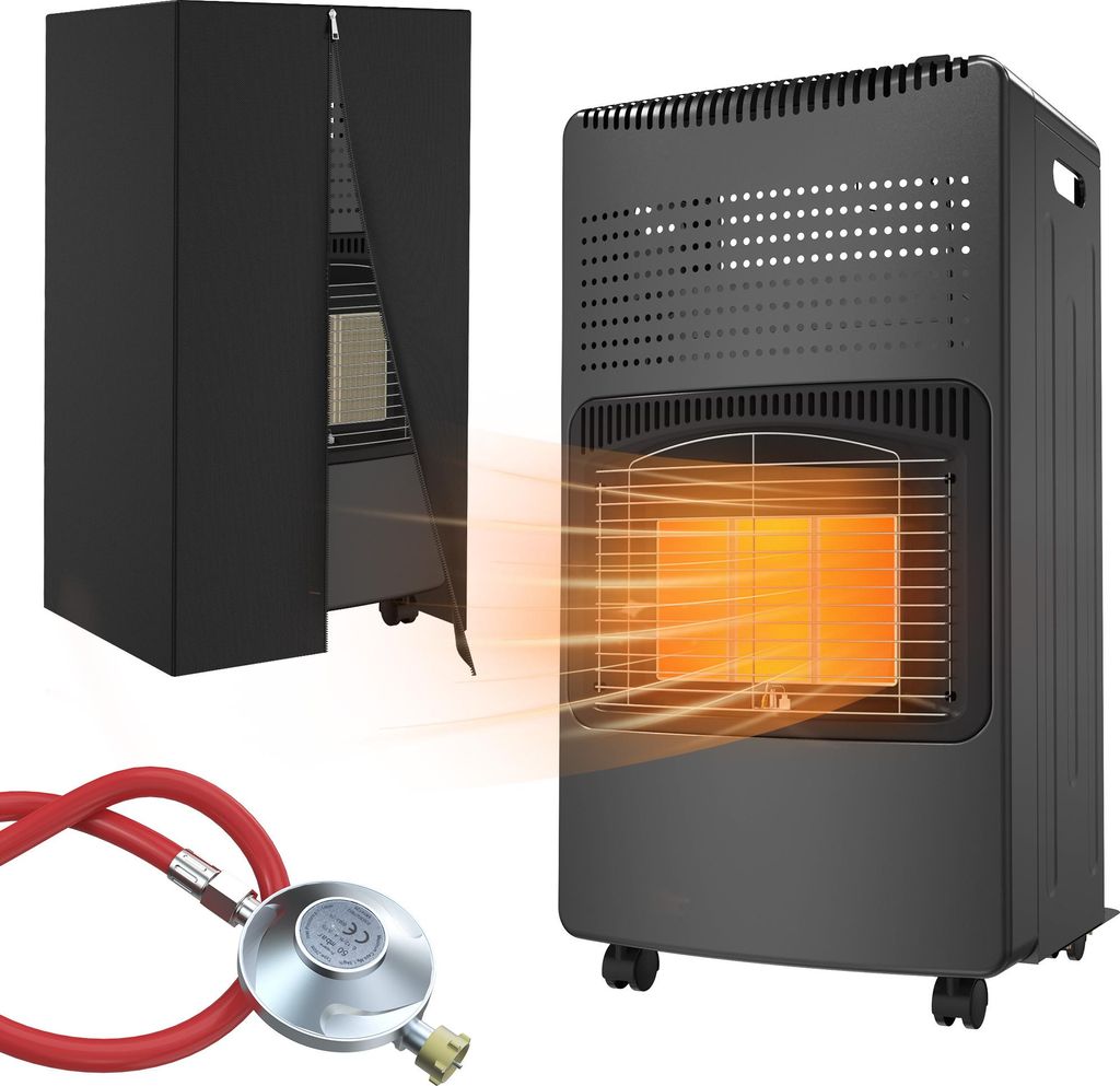 YUENFONG Gasheizung 4200 Watt Heizgerät Gasheizgerät Gasheizer Keramikgasofen inkl. Gasschlauch 3 Heizstufen Keramikbrenner Gasofen für Innen, S...