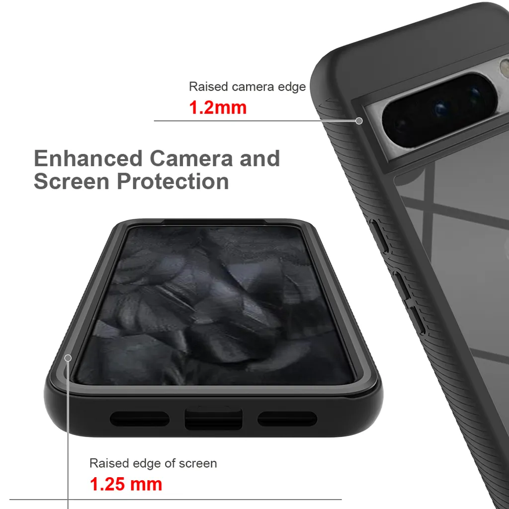 Custodia Protettiva Pixel 8 Pro Trasparente | Bumper Blu Navy Robusto - 4