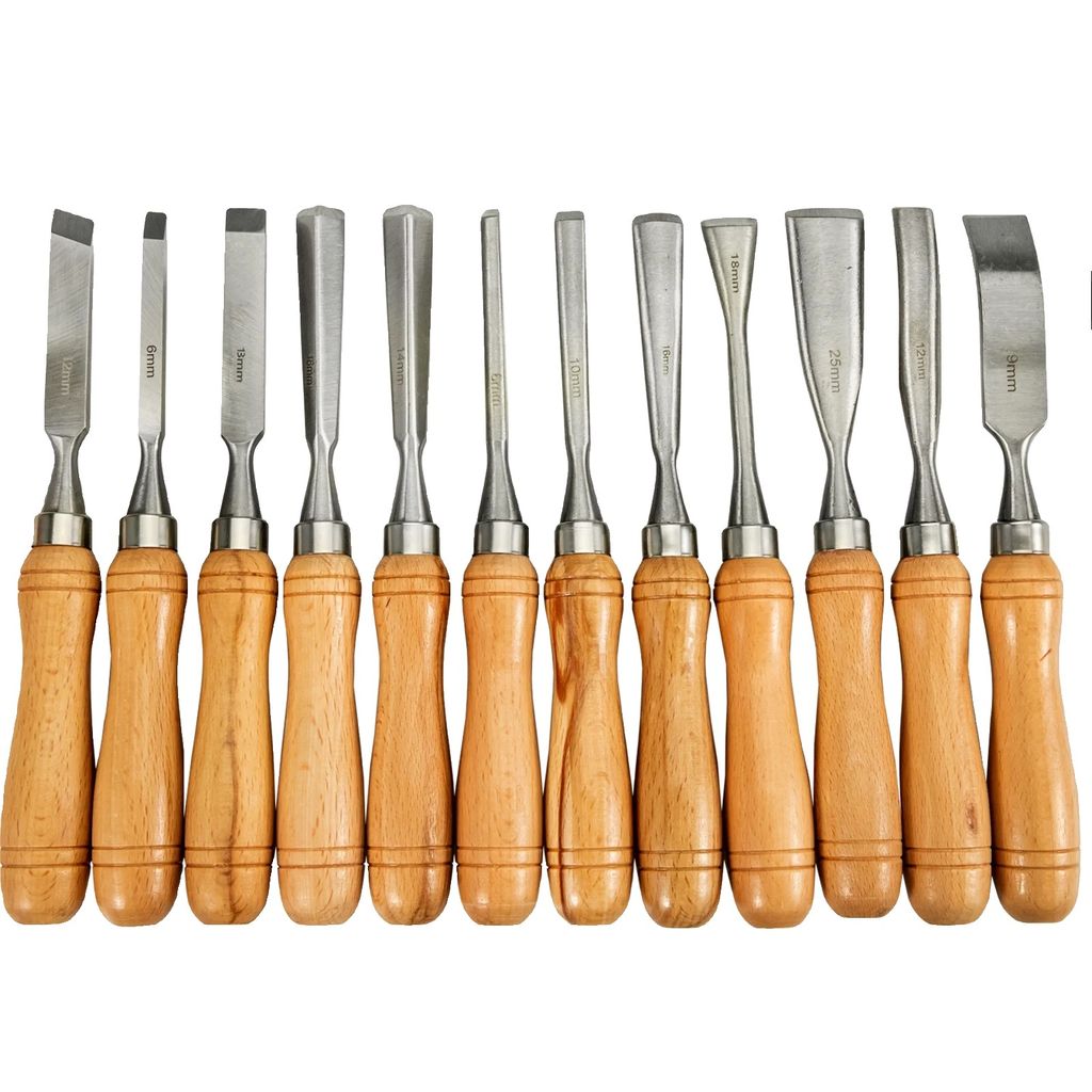 Holzschnitzmeißel-Set, 12 Stück, professionelle Hohleisen, Produktbild 