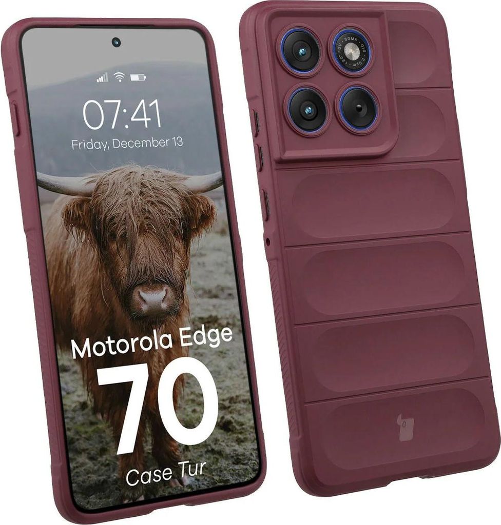 Robuste Handyhülle für Motorola Edge 70, Bizon Case Tur, Burgunderrot