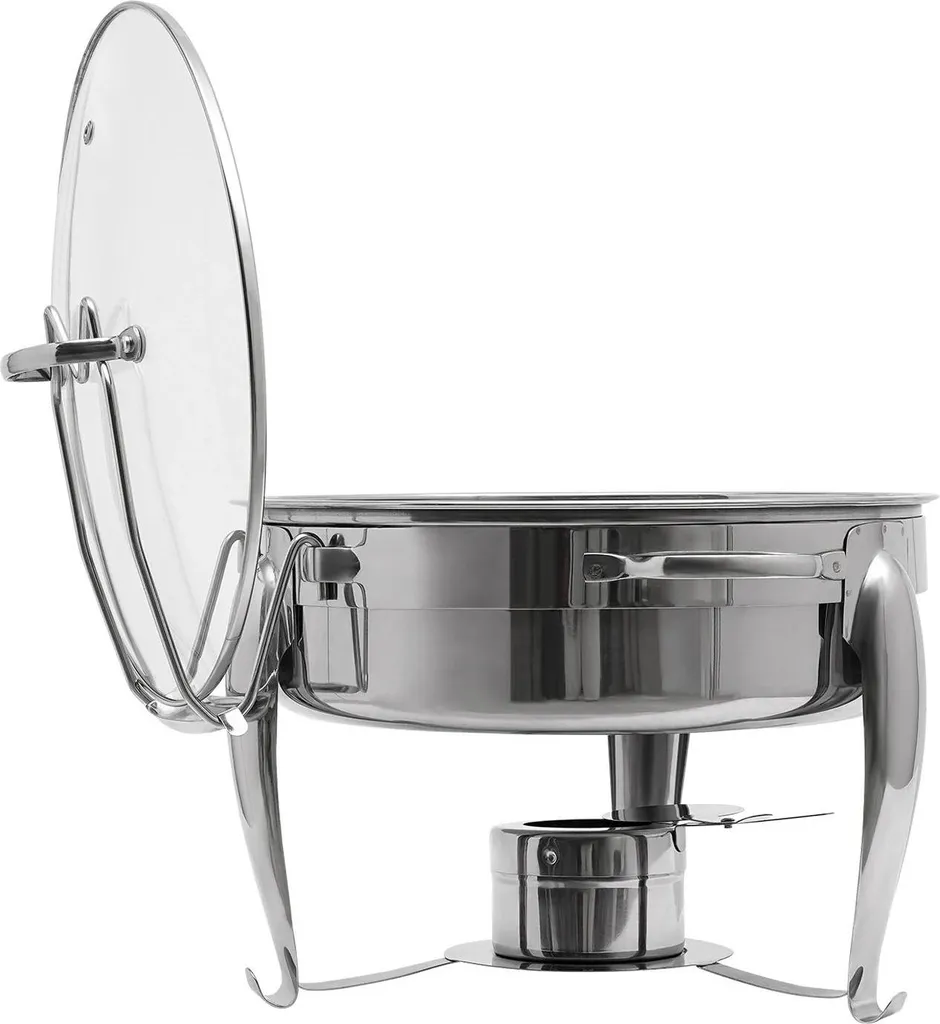 Chauffe-plats inox avec couvercle transparent et brûleur à alcool - 4