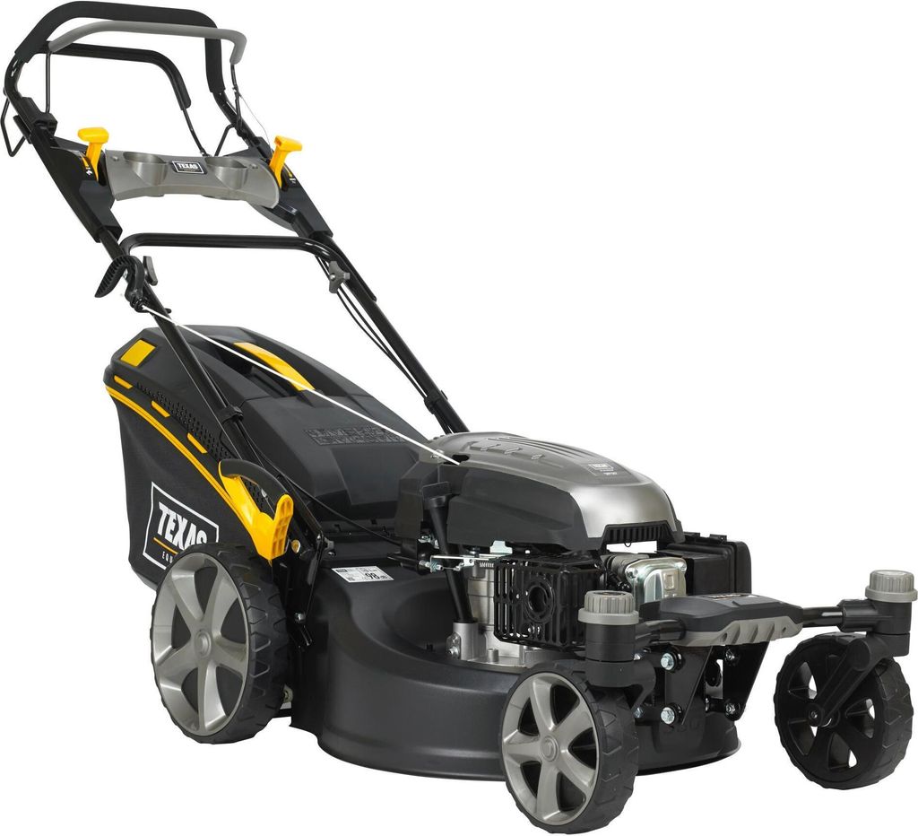 A product shot of a lawnmower on a white background.
