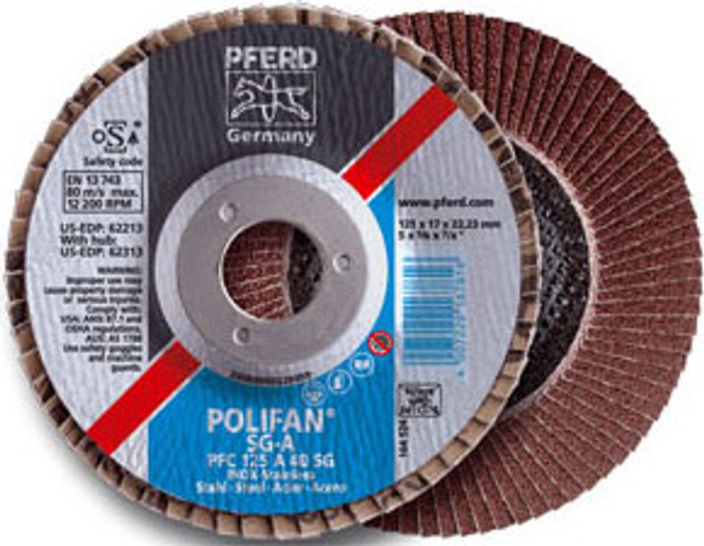 PFERD TOOLS POLIFAN Fächerscheibe PFC 180x22,23 mm konisch A120 SG STEELOX Stahl/Edelstahl 10 Stk