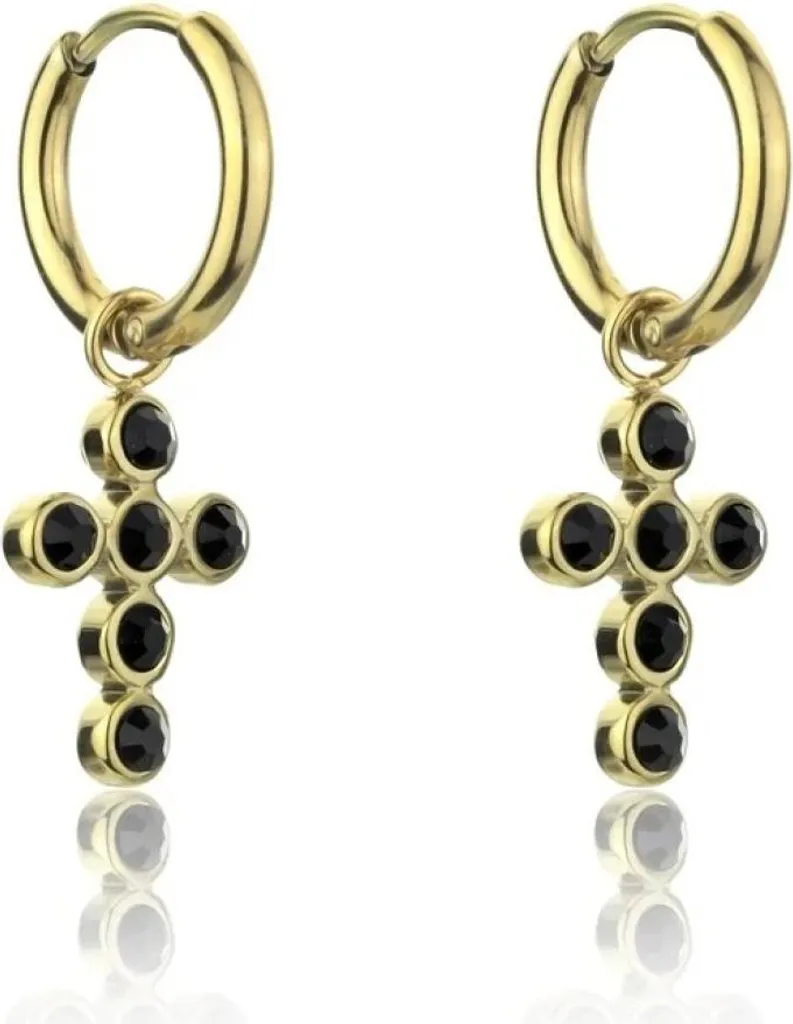 Boucles d'oreilles croix dorées pour soirée et cocktail - Avianna