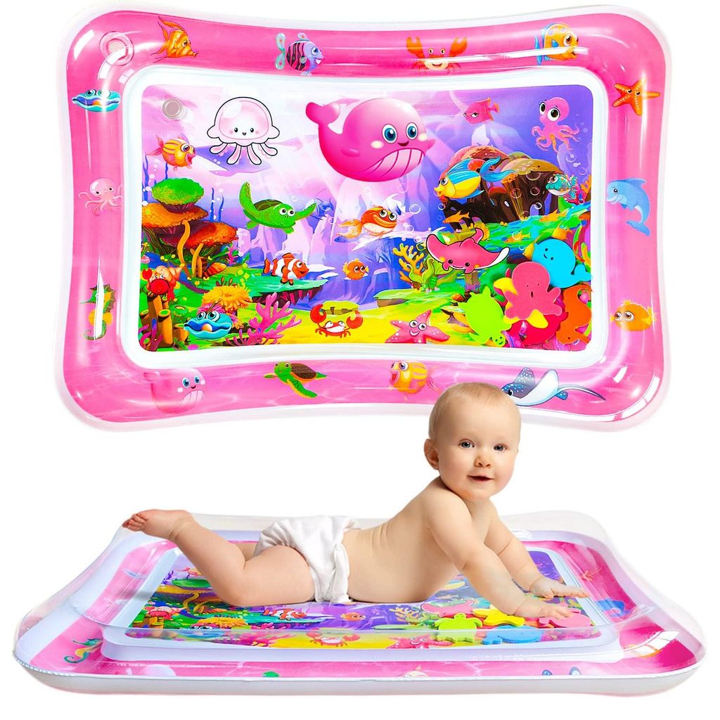 Baby Wassermatte BPA Frei, 70x50 cm Aufblasbare Bauchzeit Matt Wasserspielmatte mit Klimaversprechen Freundlich, Babys Sensorik Water Mat