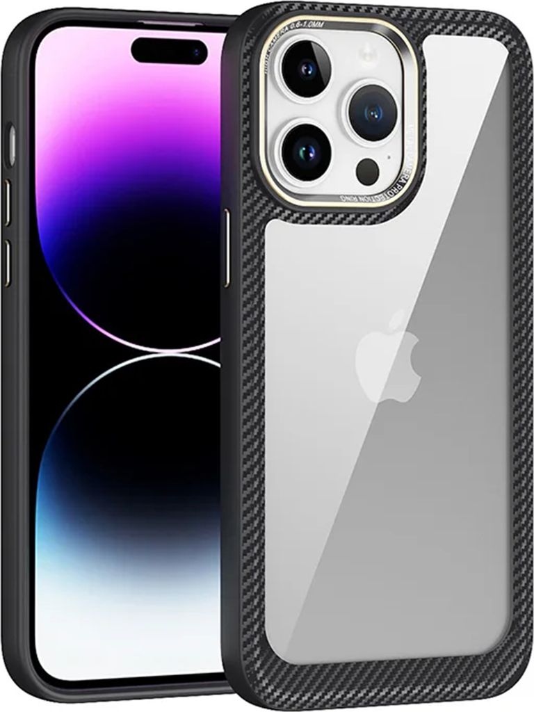 Wörleonline iPhone 12 Pro Max Hülle Handyhülle in Carbon Optik Case Cover, Schwarz