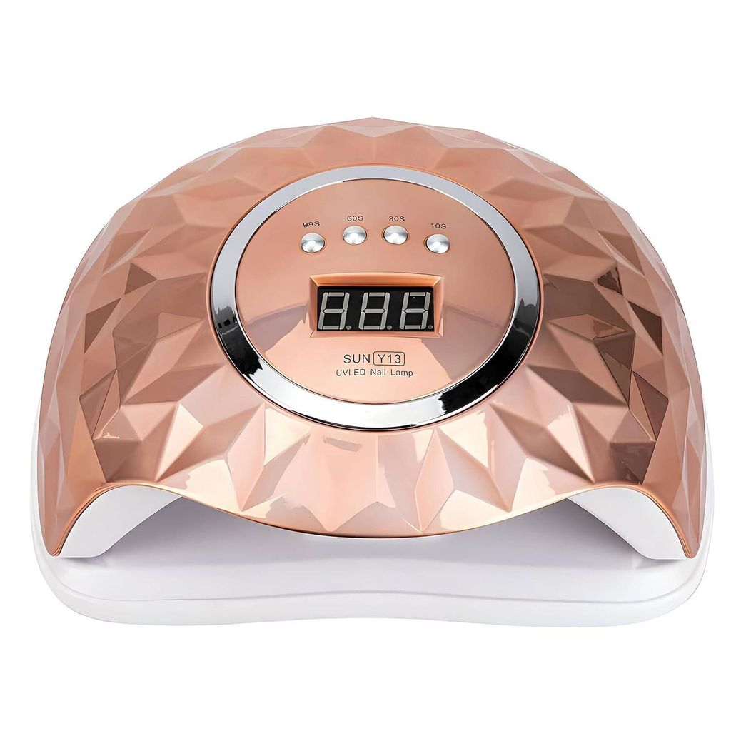 AIORBER Nageltrockner UV LED Lampe 268W, Schnell trocknend, 4 Timer, LCD Display, 60 Lampenperlen, Abnehmbare Bodenplatte – Gold