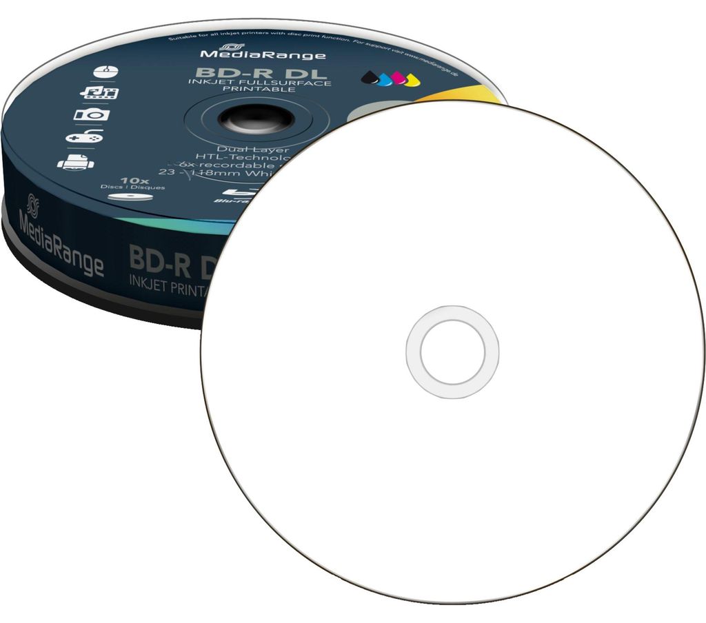 MediaRange BD-R 50 GB, Blu-ray-Rohlinge, (6fach, 10 Stück, Produktbild 