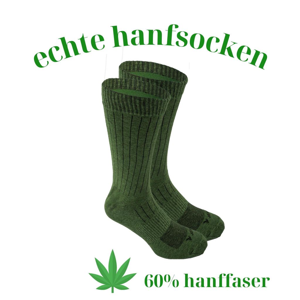 Hanf Trekking Socken 36-40 Khaki UNISEX – Nachhaltige & Bequeme Outdoor-Socken für Wandern, Sport & Alltag | Antibakteriell & Atmungsaktiv