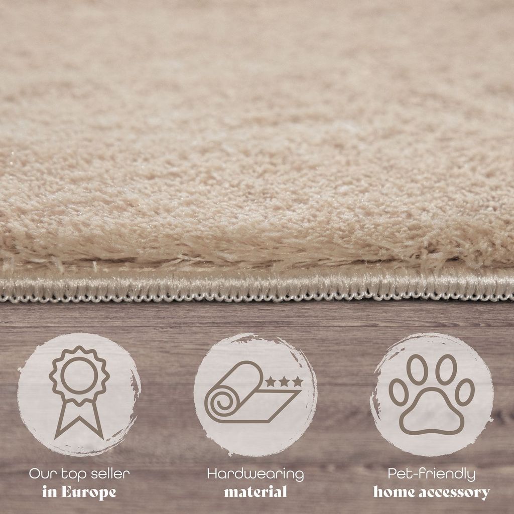 TT Home Teppich Wohnzimmer Kurzflor Anti-Rutsch Rückseite Produktbild 2