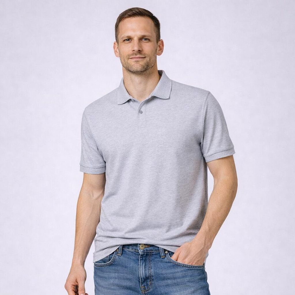 Herren Poloshirt heather grey Gr. M : M : silbergrau : 100% Produktbild 