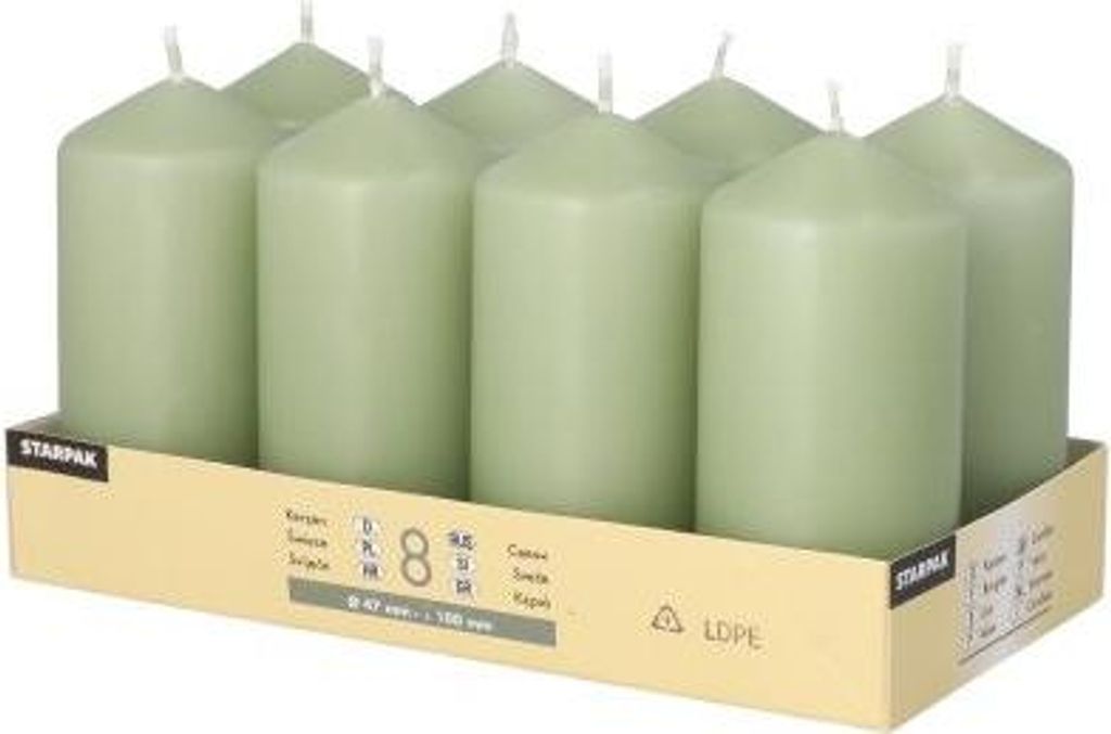 48 Stumpenkerzen Ø 47 mm · 100 mm jadegrün