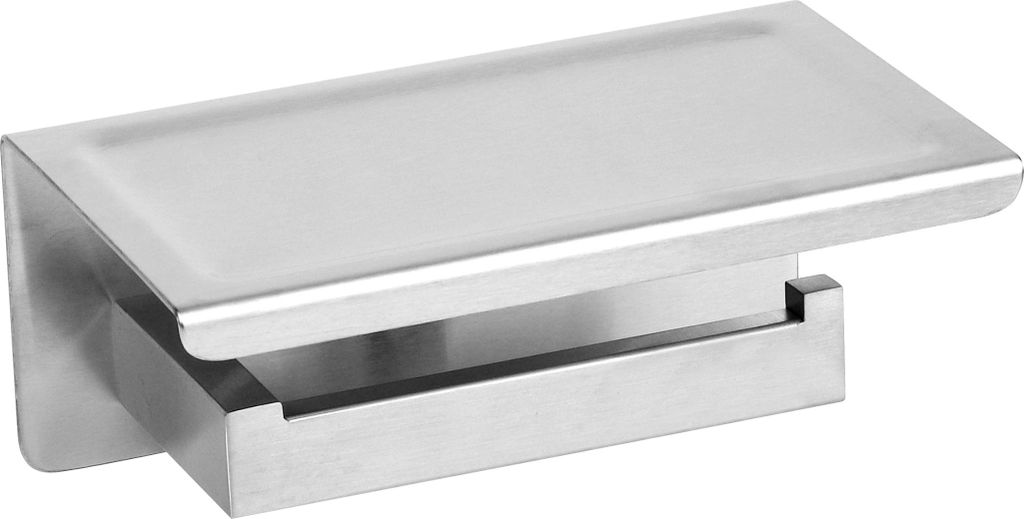 Balneo | Toilettenpapierhalter mit Ablage silber INOX Edelstahl| Papierrollenhalter QARX Rostfrei | WC-Papierhalter aus Metall