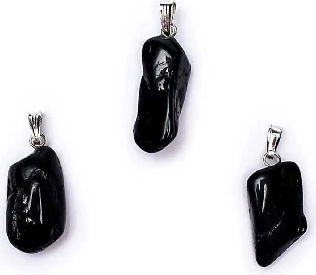 Pendentif-broche en tourmaline noire percée - Lot de 5 pièces 25mm