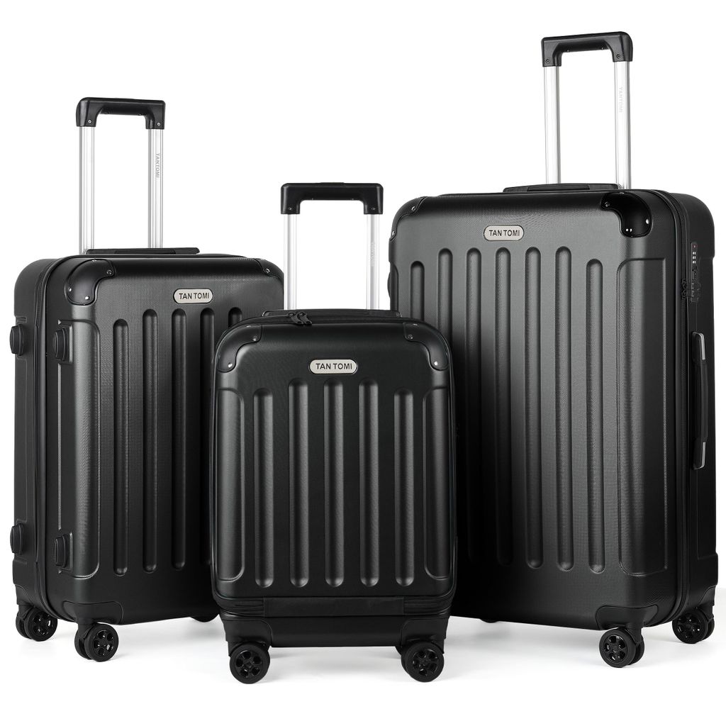 Kofferset 3-Tlg ABS Handgepäck Koffer-Set Rollkoffer Reisekoffer, 4 Rollen, Reisetrolley Leicht mit 4 Rollen 360° Große Kapazität Trolley