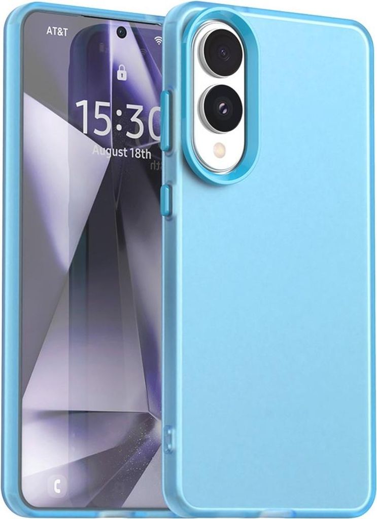 Hülle für Samsung Galaxy S25 Edge - Phonesta HardFrost Semi-Transparent Back Cover - Matt Blau