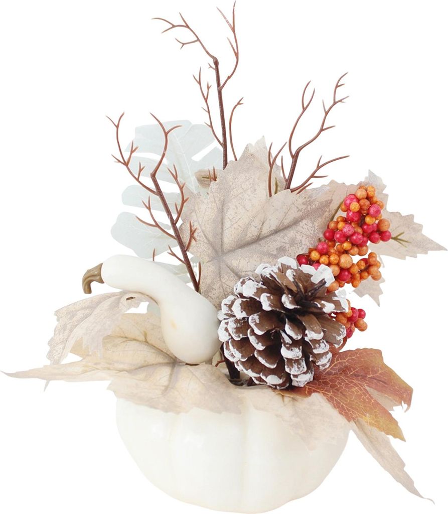 Künstliche Girlande zum Erntedankfest im Herbst, zum Aufhängen von Beeren, Tannenzapfen, weißem Kürbis, gefälschten Ahornblättern, Weinreben,...