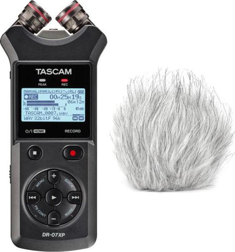 Tascam Audio-Recorder DR-07XP mit Windschutz